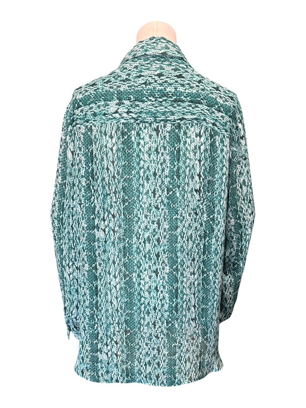 MICHAEL Michael Kors Teal Snake Print Long-Sleeve Blouse - Picture 8 of 10